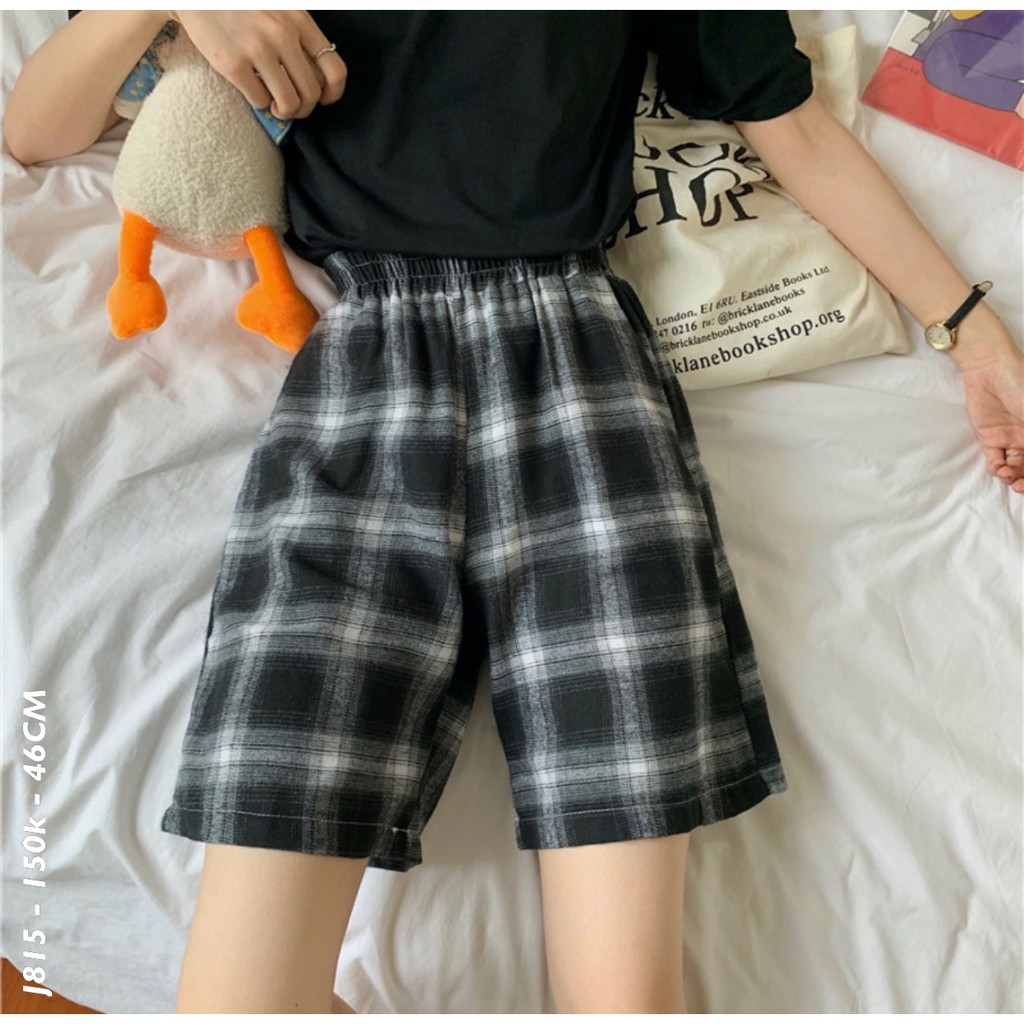 Quần Short Caro Dáng Nữ - Mã Số: J815