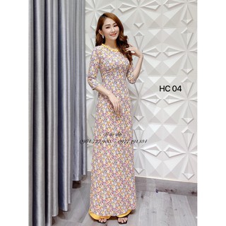 ÁO DÀI MAY SẴN -  áo lụa hàn châu bọc cúc HC04