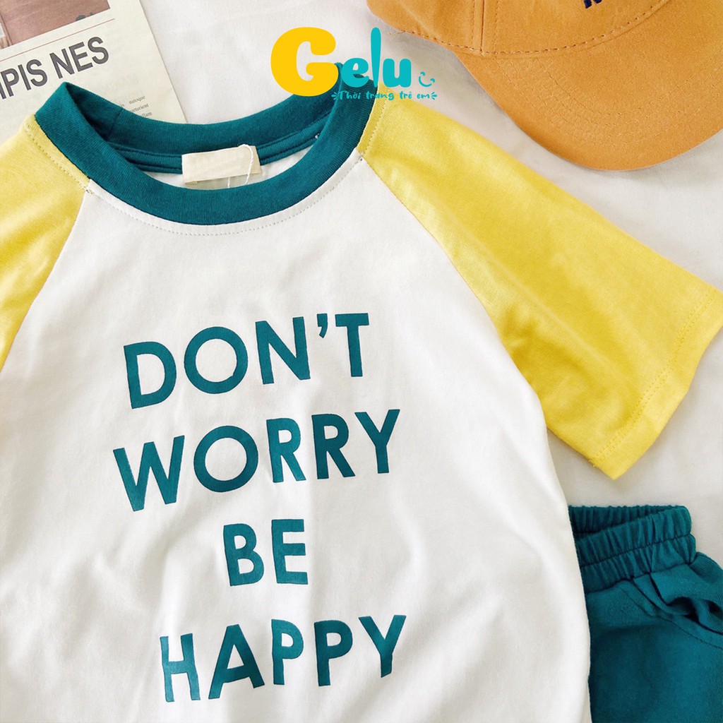 Bộ quần áo cộc tay cho bé trai bé gái chất cotton mềm thoáng mát phối màu thể thao - GELU SBU002