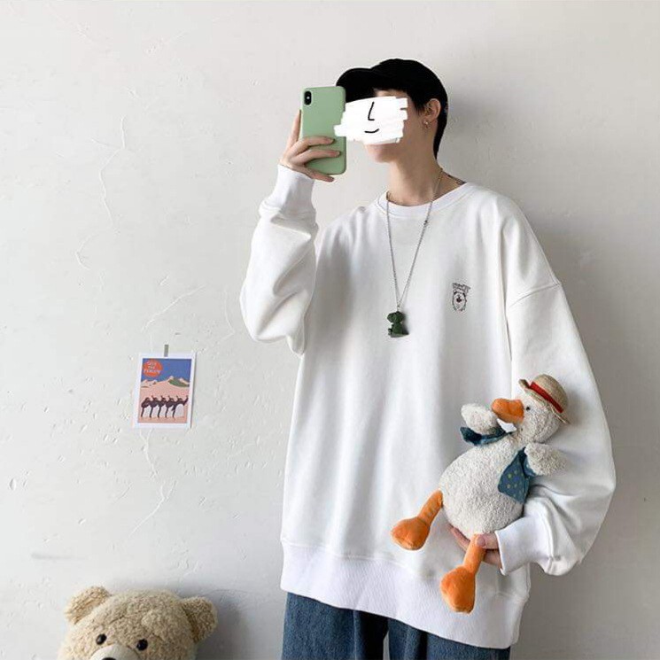 Áo Sweater Nỉ Bông Gấu HEY Form Rộng Ulzzang Unisex (Trắng/Đen) | WebRaoVat - webraovat.net.vn