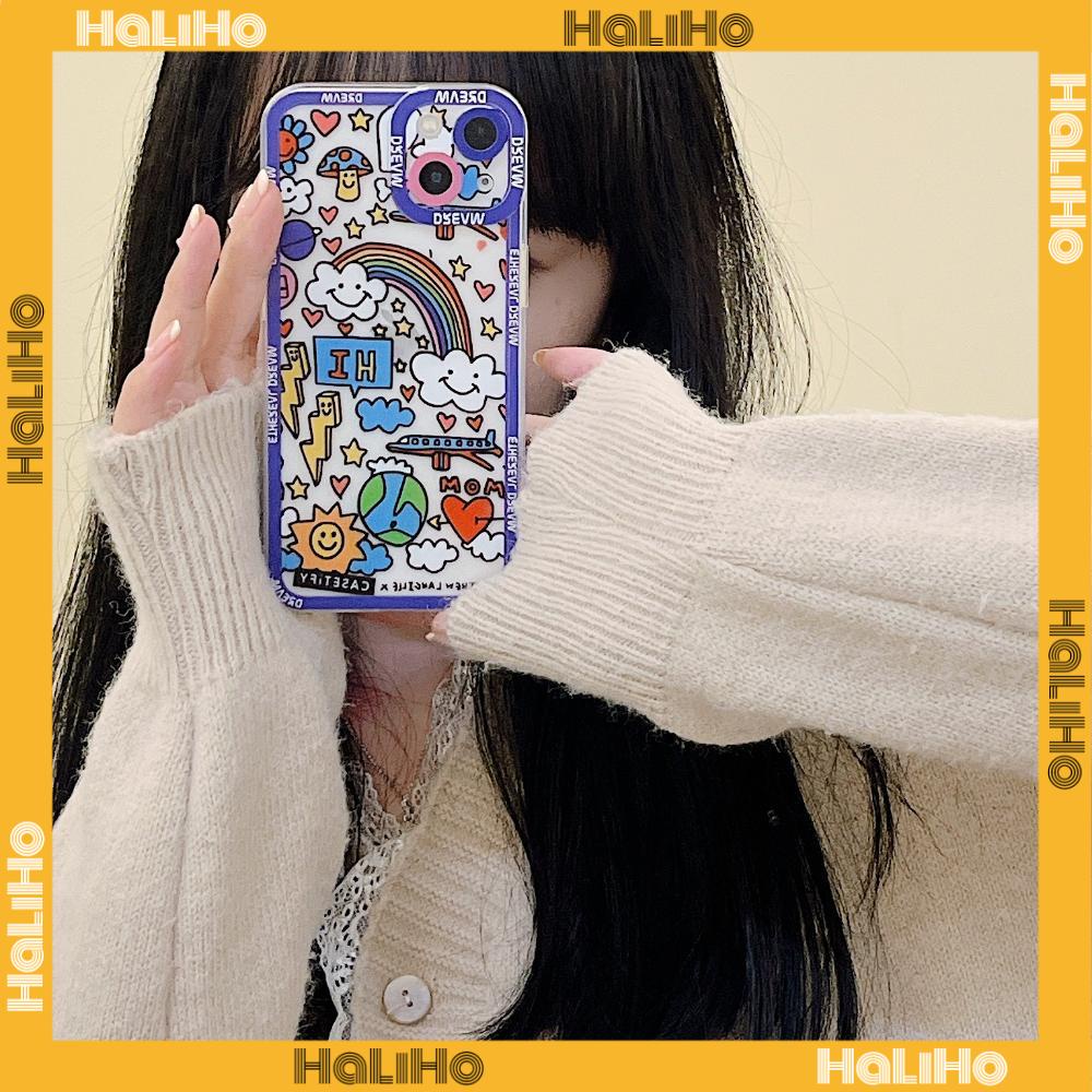 iPhone Case Silicone Soft Case TPU Clear Case Angel Eye Protection Camera Shockproof Rainbow Cloud Smiley For iPhone 13 Pro Max iPhone 12 Pro Max iPhone 11 iPhone 7 Plus