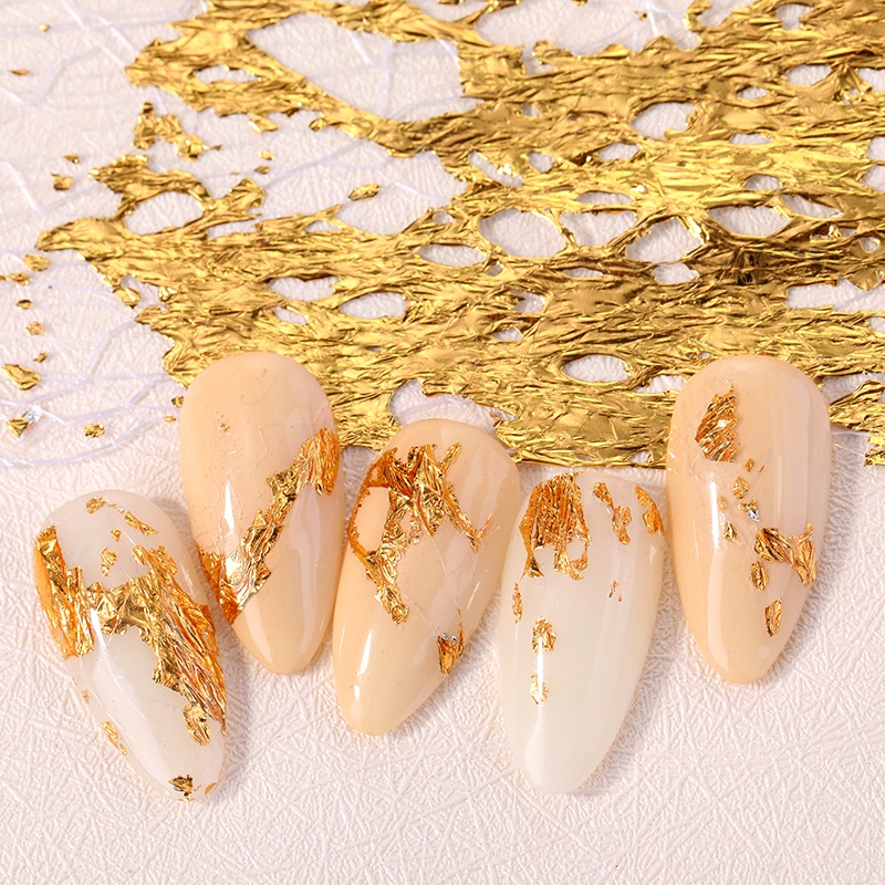 [Hàng mới về] Miếng dán trang trí móng tay 3D diy màu vàng/ bạc sang trọng