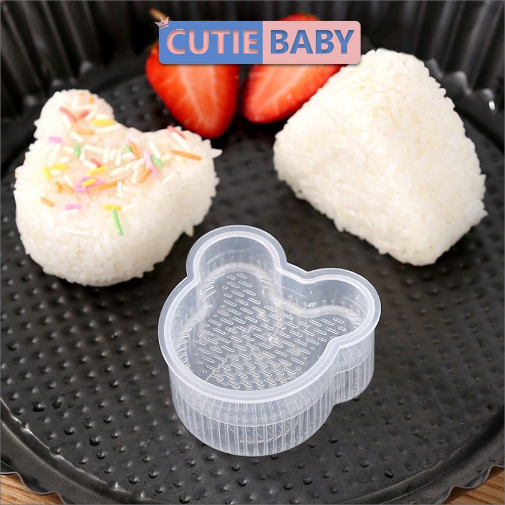 Bộ khuôn làm cơm nắm Cutiebaby ép/nặn/in cơm, tạo hình mẫu tam giác, trái tim - Đồ dùng ăn dặm cho bé trai, gái, trẻ