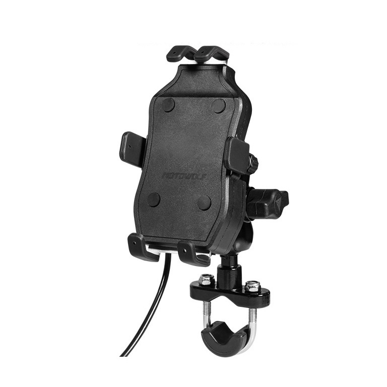Giá Kẹp Điện Thoại 6 Chân Moto-wolf  Có Sạc [ 1 Chiếc ]