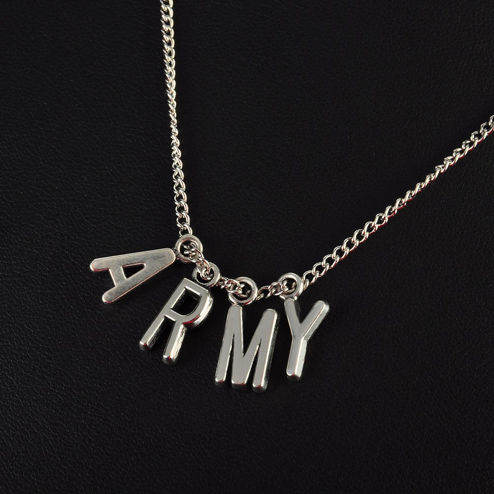 Dây chuyền mặt hình chữ cái ARMY phong cách nhóm nhạc BTS thời trang