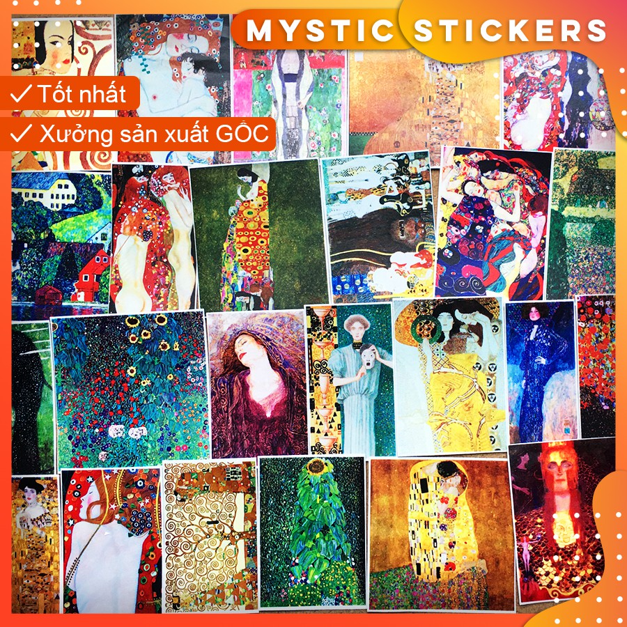 [ART-KLIMT] 49 Sticker chống nước/ trang trí,dán xe laptop mũ bảo hiểm vali...