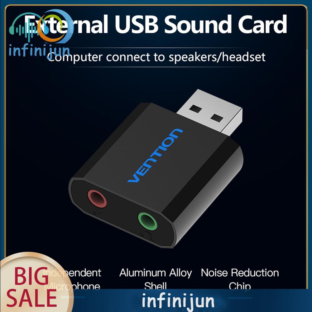 Card âm thanh rời Vention màu đen chuyển đổi từ cổng USB sang giắc 3.5MM | BigBuy360 - bigbuy360.vn