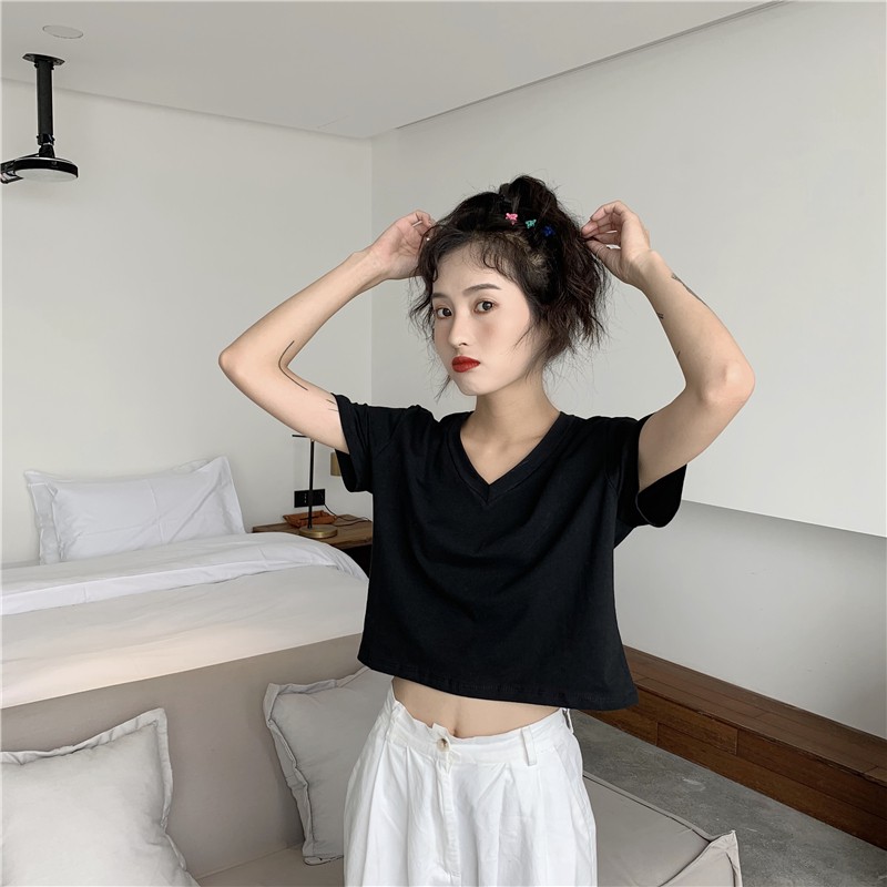 Áo Thun Tay Ngắn Màu Trơn Thời Trang Dành Cho Nữ | BigBuy360 - bigbuy360.vn