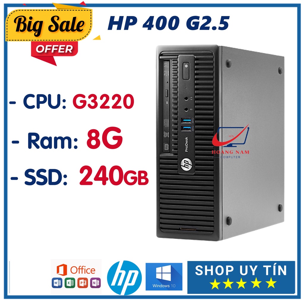 Máy Tính Văn Phòng Giá Rẻ ⚡Freeship⚡ PC Đồng Bộ HP 400 G2.5 (G3220/Ram 8G/SSD 240GB) - Hàng Nhập Khẩu - BH 12 Tháng
