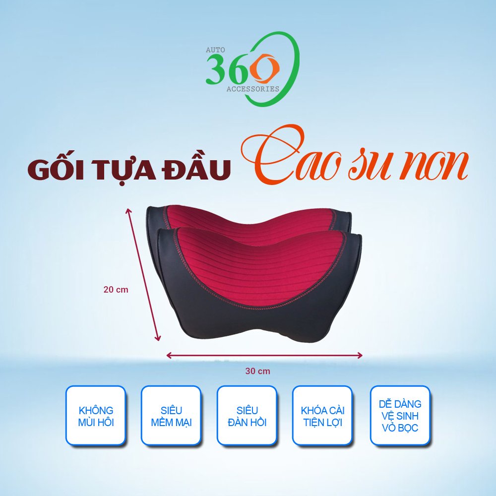 Gối tựa đầu ô tô, gối đầu cao su non thiết kế lõm ôm trọn đầu và gáy không đau đầu, mỏi cổ