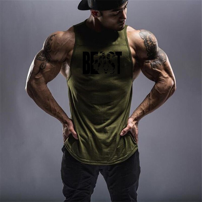 Brand Workout Fashion Gym Muscle Sleeveless Shirt Tank Top Men Casual O-neck Clothing Bodybuilding Sport Fitness Singlets Vest