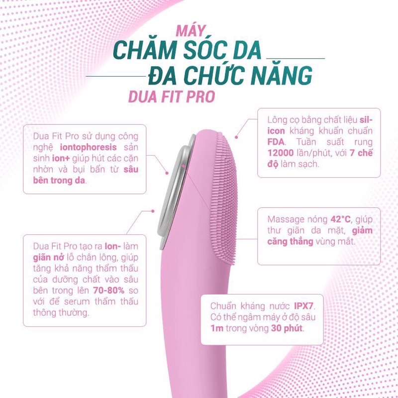 Máy chăm sóc da đa chức năng Dr GLatt- Tẩy Trang - Máy rửa mặt- điện di ion