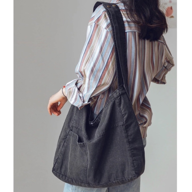 Túi đeo chéo denim vải giả bò nhiều phiên bản phong cách đường phố cá tính