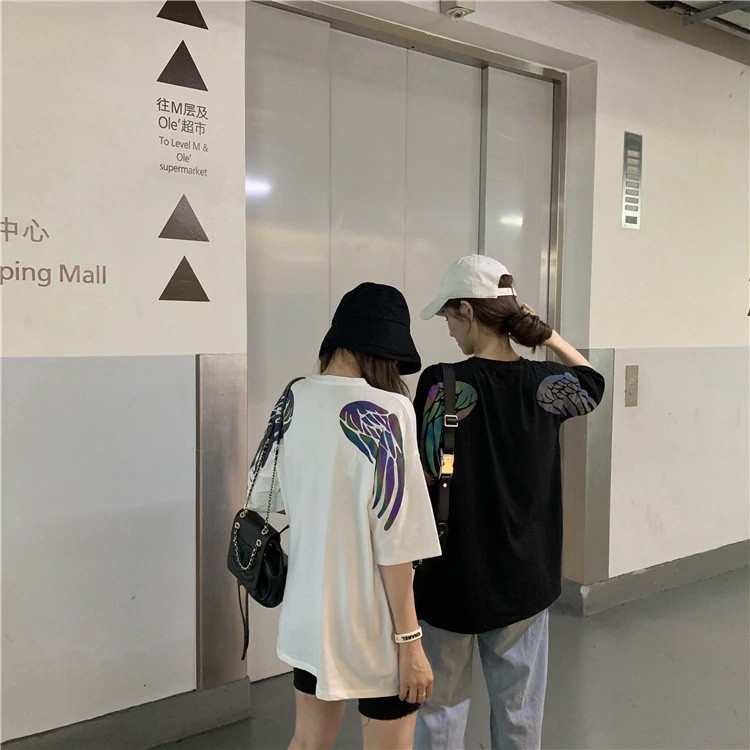 Áo thun Phản Quang 7 Màu Tay Lỡ Nam Nữ Đôi Cánh Vai