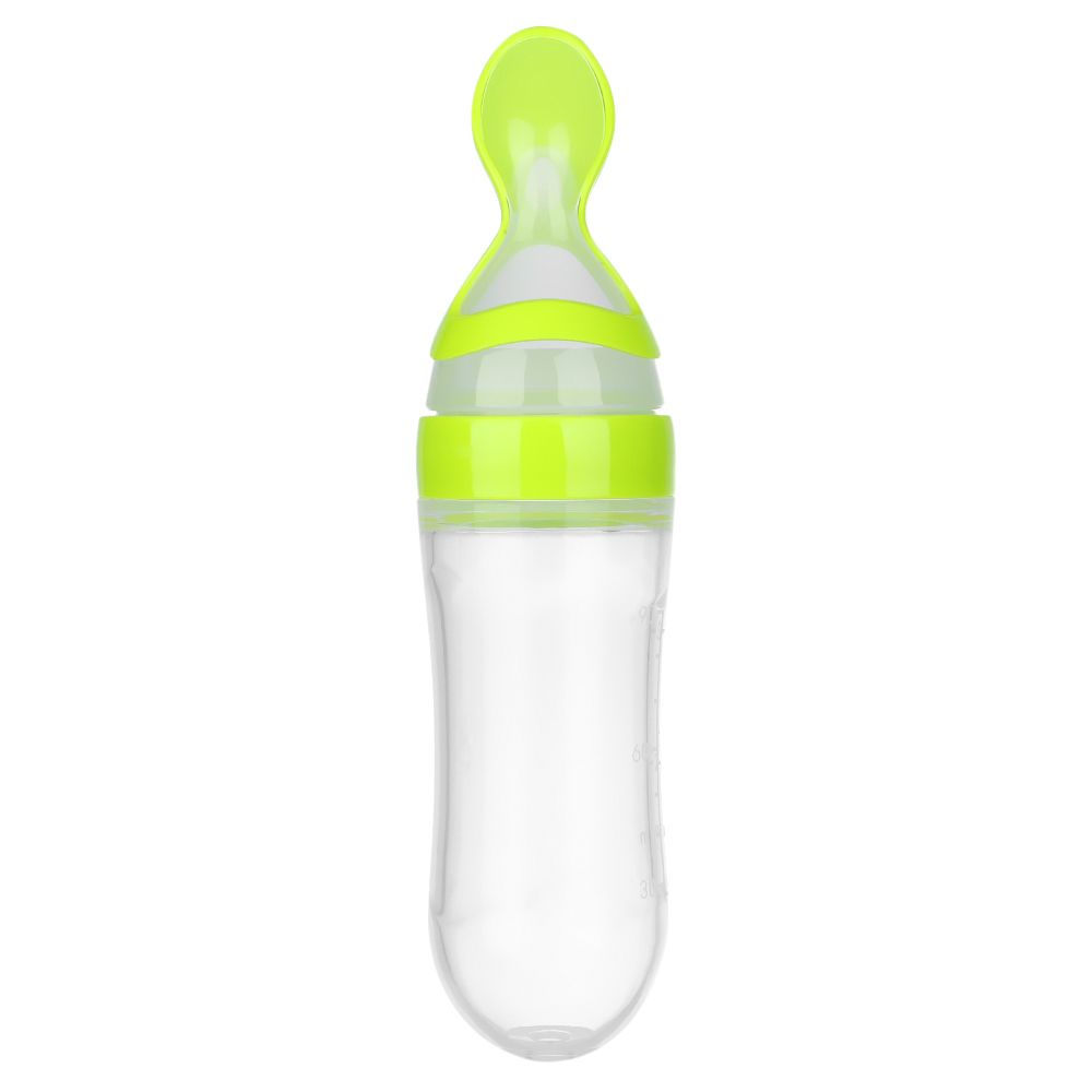Bình Ăn Dặm 90ml Bằng Silicon Có Muỗng An Toàn Cho Bé