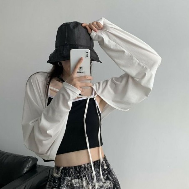 【Guimi】áo khoác cardigan dệt kim ngoài cardigan croptop chống nắng thời trang dành cho nữ