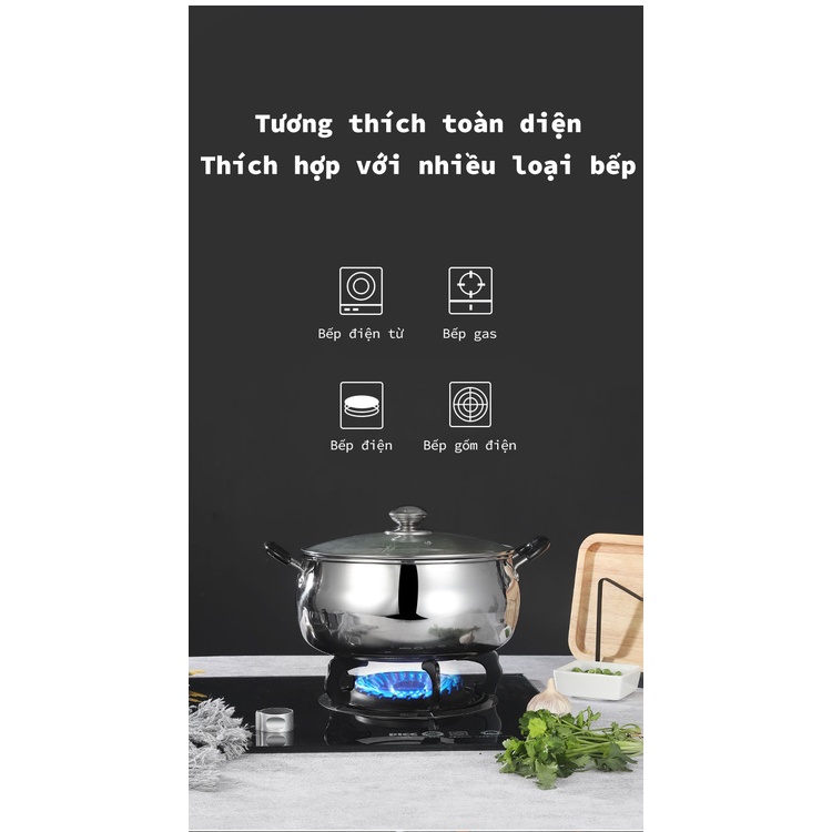Dung lượng lớn Inox Nấu cháo Nồi hâm sữa gia dụng Nồi lẩu dùng chung cho bếp bếp gas Nấu canh hầm canh nấu mì