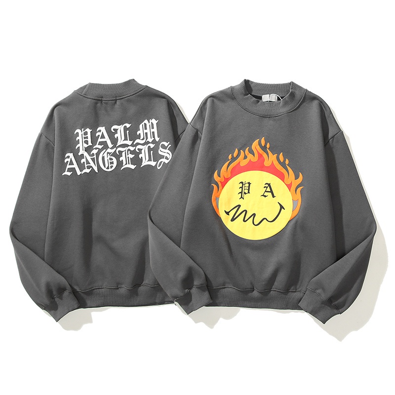 Áo Nỉ Cổ Tròn Dài Tay In Hình Mặt Cười Thời Trang Unisex