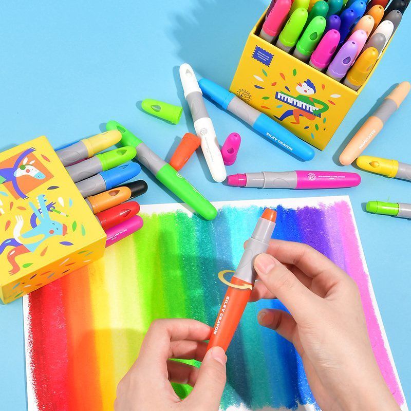 bút sáp màu lụa 12 - 24 - 36 màu Silky Crayon hãng Mideer an toàn, dễ giặt, dễ lau chùi cho bé sáng tạo