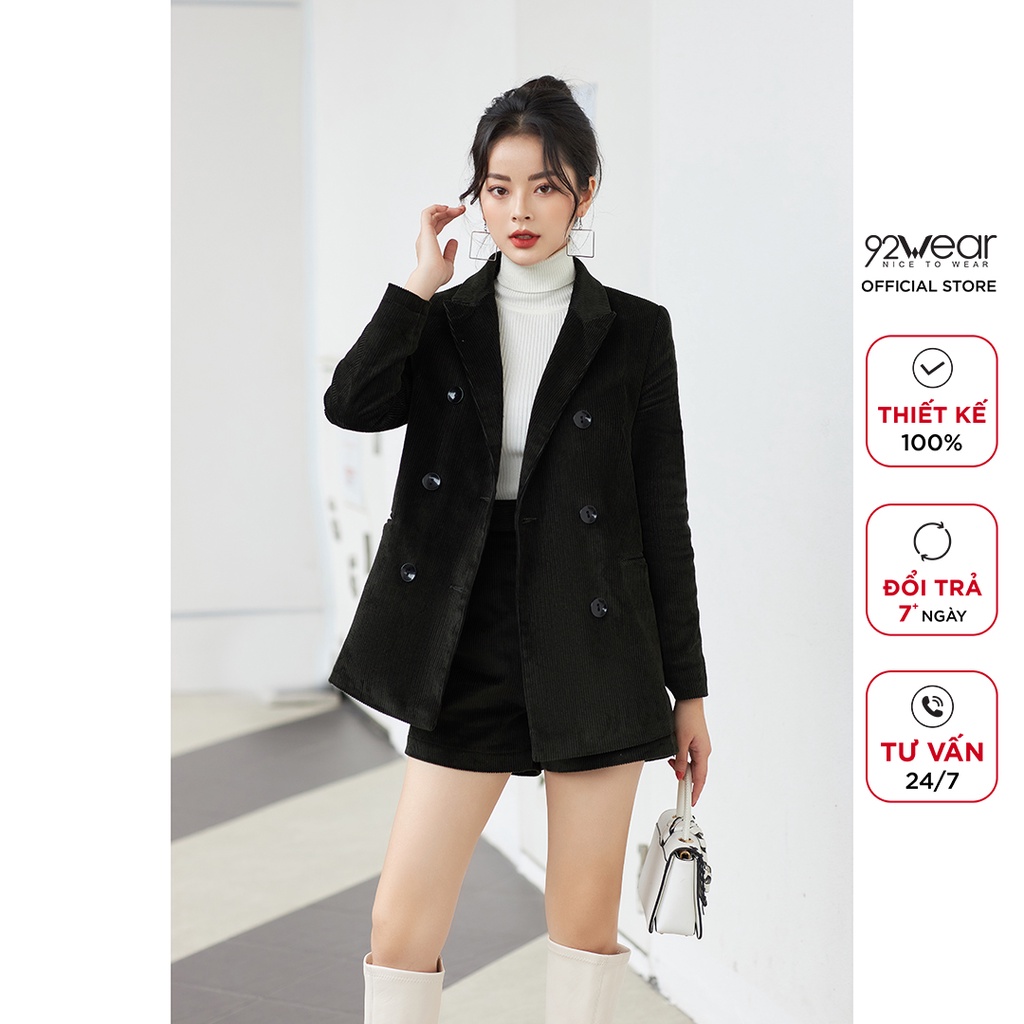 Áo vest nữ 92WEAR phong cách hàn quốc thiết kế trẻ trung dài tay, chất nhung tăm cao cấp VBA2112 | BigBuy360 - bigbuy360.vn