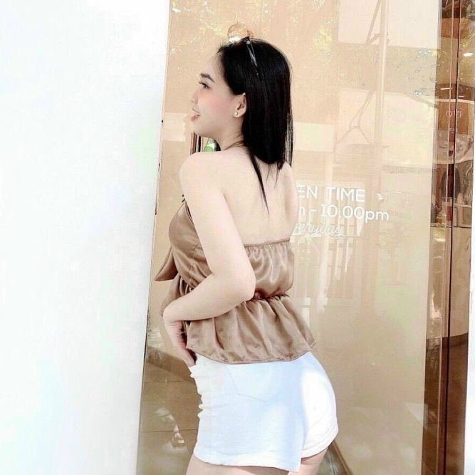 Áo yếm bèo phối nơ trước cực xinh  , chất phi bóng mềm mịn