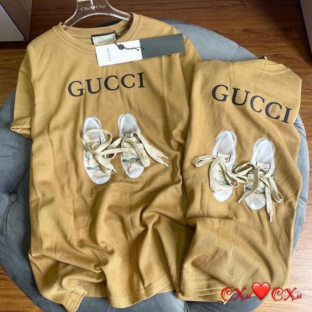 Áo phông nữ họa tiết đôi giày buộc dây thật, Áo thun Gucci Unisex chất cotton mịn thấm hút mồ hôi TTS13 | BigBuy360 - bigbuy360.vn
