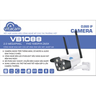 Camera Vitacam VB1088 - 2.0Mpx Full HD 1080P - Ngoài Trời - Đèn Starlight Quan Sát Màu Đêm - Bảo Hành Chính Hãng 2 Năm.