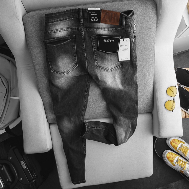 QUẦN JEAN NAM CAMBODIA MÀU XÁM TRẮNG -HAIAN JEAN - JEAN CO GIẢN