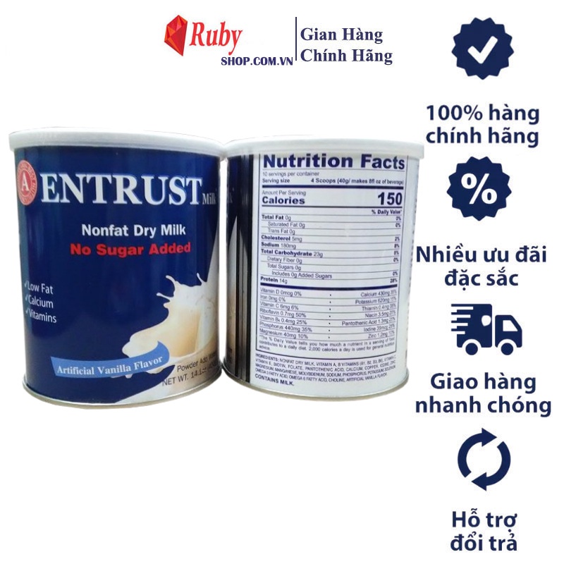 Sữa Bột ENTRUST Milk 400g Cho Người Tiểu Đường