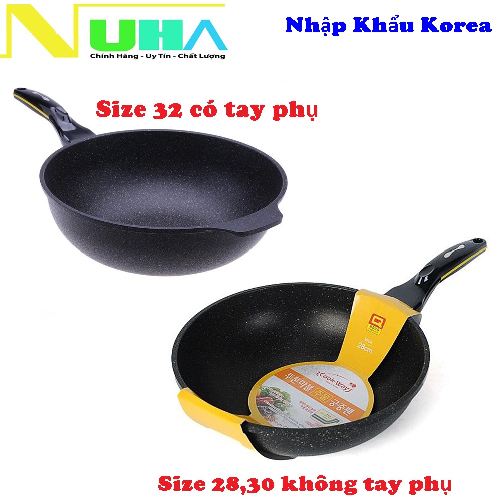 [Hàng Nhập Khẩu]Chảo chống dính sâu lòng vân đá Hàn Quốc siêu bền Cook Way SSWM4-28/30/32cm phủ 5 lớp