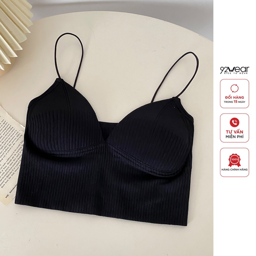 Áo croptop hai dây 92WEAR thiết kế có mút đệm, cúp ngực quyến rũ ADW2080