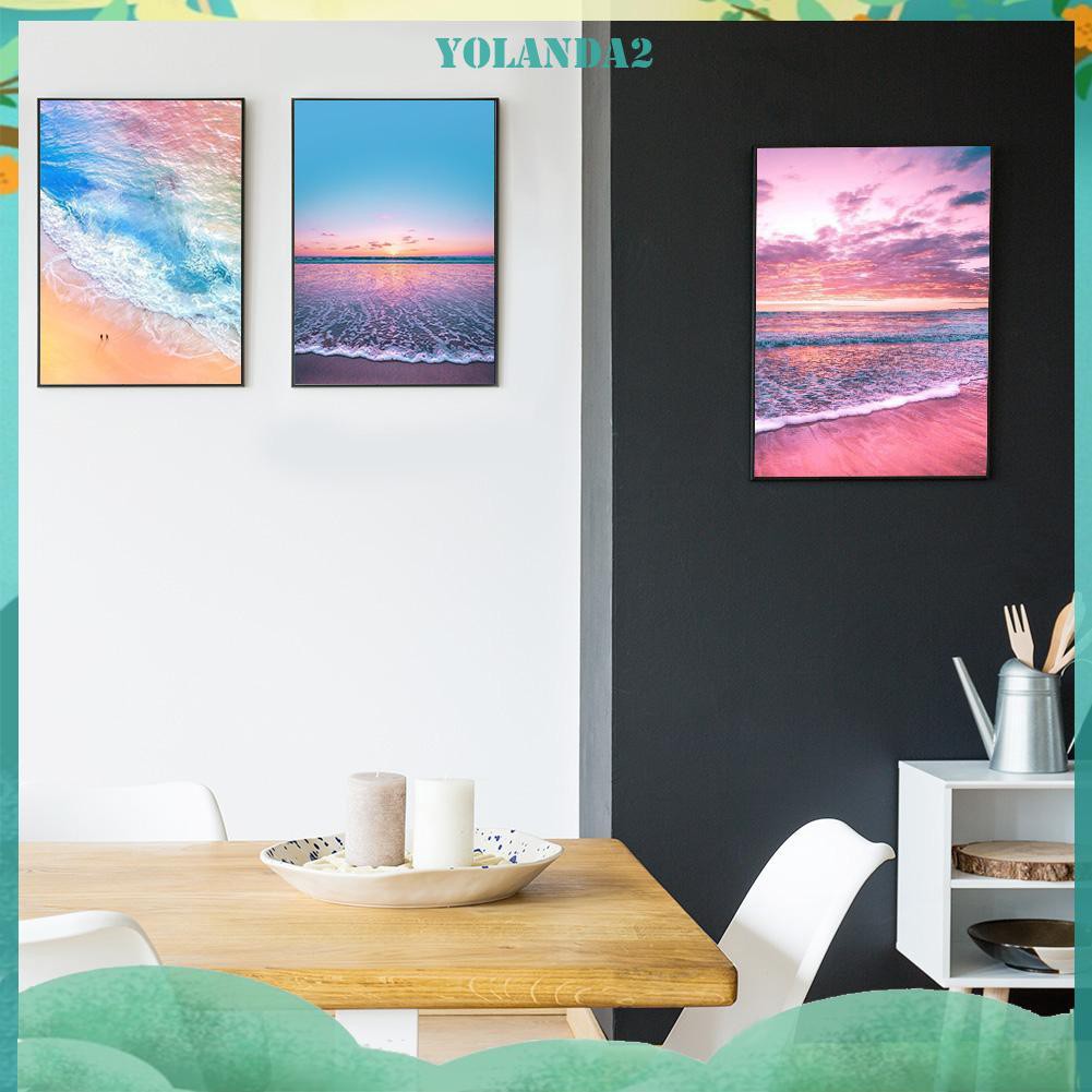 Set Tranh Đính Đá 5d Hình Phong Cảnh Bờ Biển Trang Trí Thủ Công