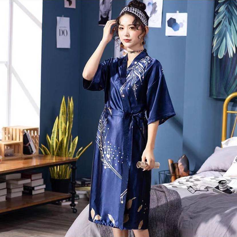 2021Áo choàng ngủ chất lụa dáng dài thời trang xuân thu quyến rũ cho nữ | BigBuy360 - bigbuy360.vn