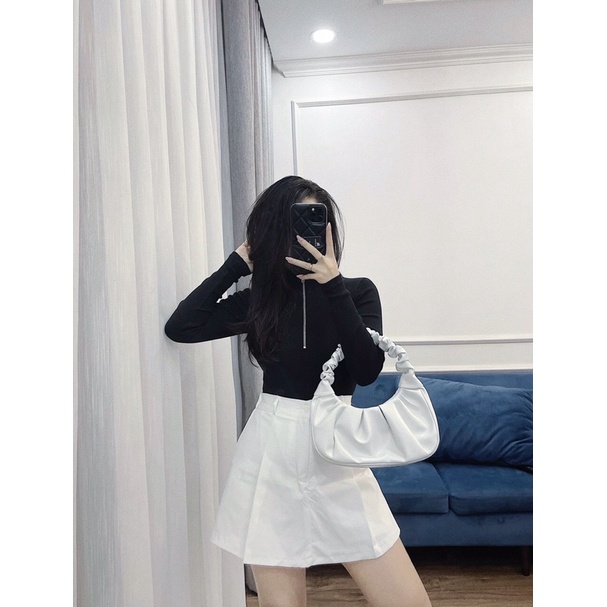 TH-QUẦN VÁY KAKI XẾP LY 3M ĐEN TRẮNG BE CHO NỮ