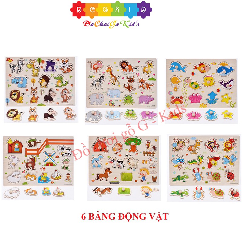 Đồ chơi gỗ - Đồ chơi bảng núm gỗ lắp ghép nhiều chủ đề cho bé