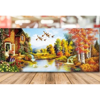 Tranh thêu chữ thập Phong Cảnh Mùa Thu kt86x43cm LV3181