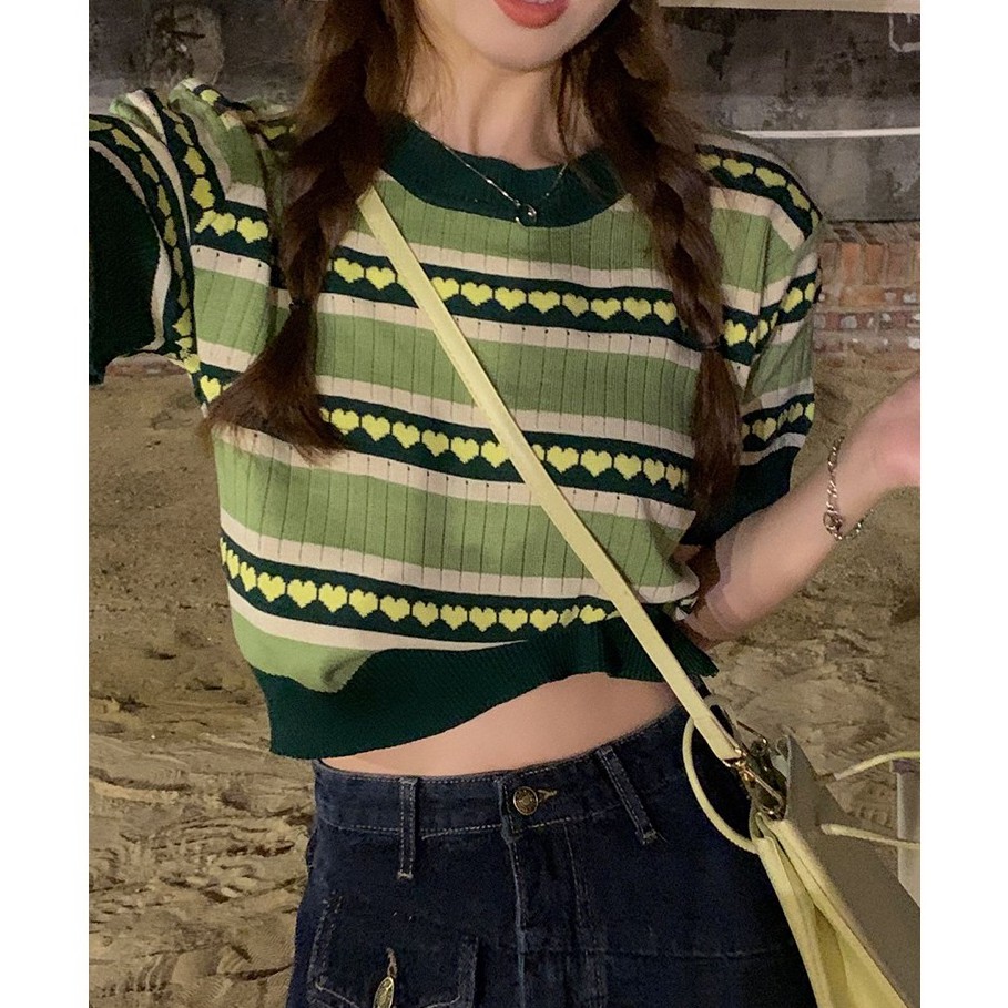 Áo Sweater Tay Lỡ In Hình Trái Tim Phong Cách Hàn Quốc Thời Trang Mùa Hè Mới Cho Nữ | BigBuy360 - bigbuy360.vn