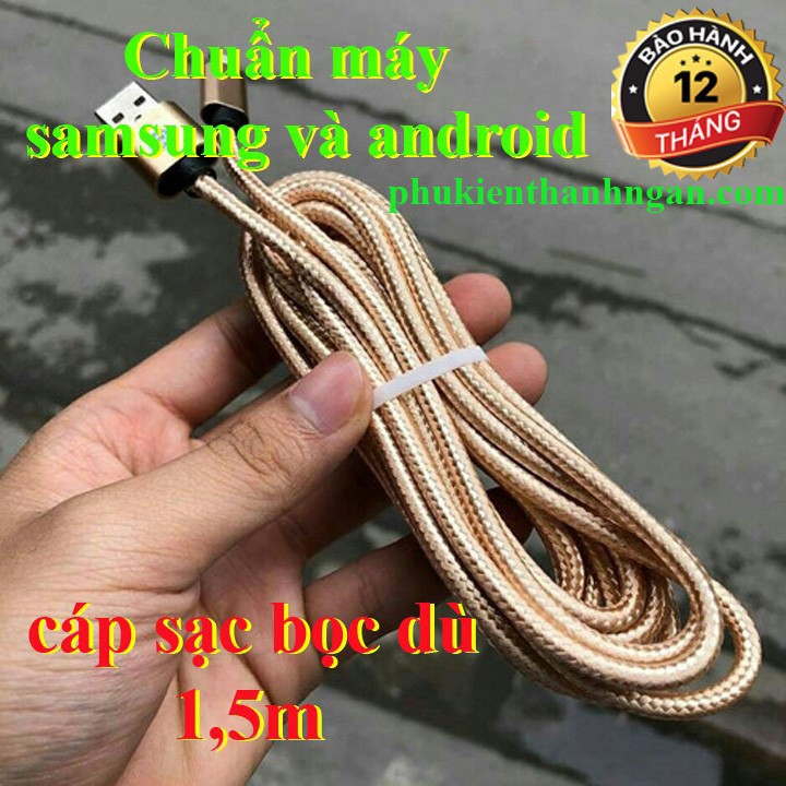 Dây Cáp Sạc Dù Dành Cho samsung và android Dài 1,5M chống đứt - cáp sạc bọc dù - dây sạc bọc dù