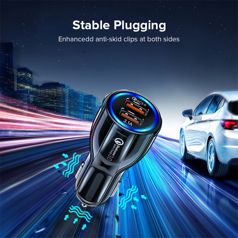 Tẩu Sạc Điện Thoại Nhanh 2 Cổng USB 3.0 12V 24V QC3.0 Cho Xe Hơi