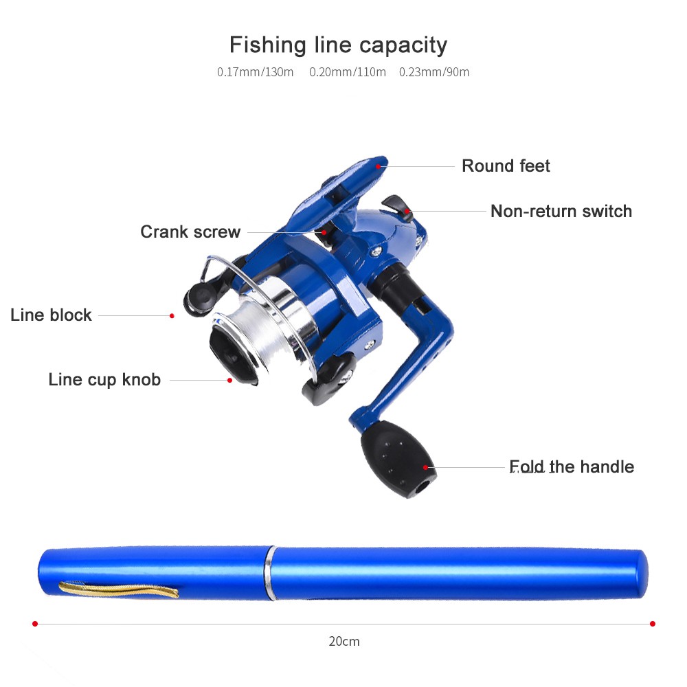 Bộ cần câu bút bi mini 1m/1m6, cần câu bút máy đứng giá rẻ-TẶNG KÈM CƯỚC PHAO CHÌ LƯỠI