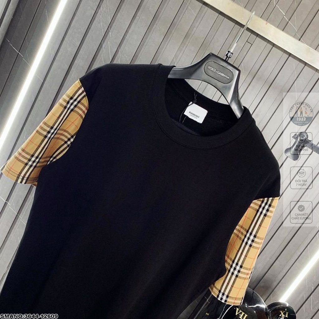 Áo thun BBR Tay Kẻ Vàng, Áo Phông Tay Lỡ Chất Cotton Cực Chất