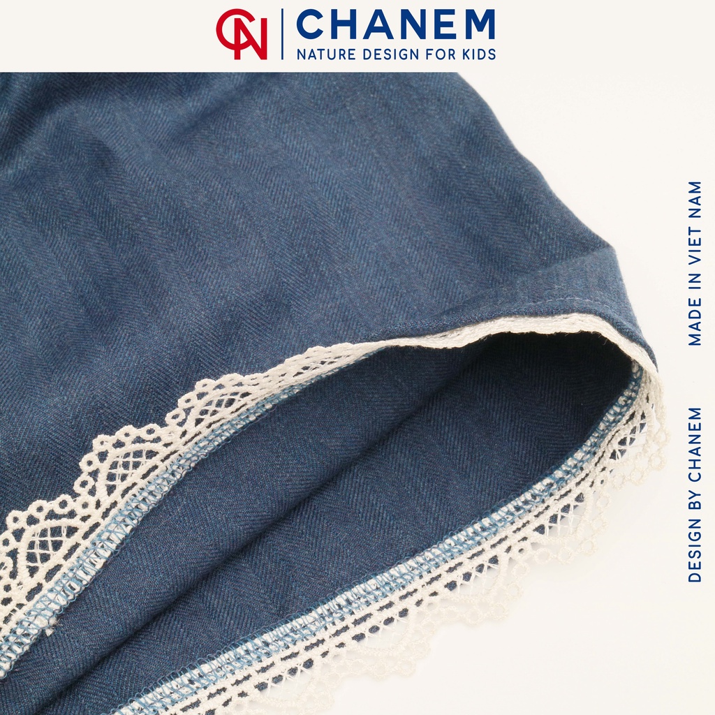 Quần bò giấy phối ren dáng xòe, quần short cho bé gái JELAR CHANEM - Nature Design For Kids