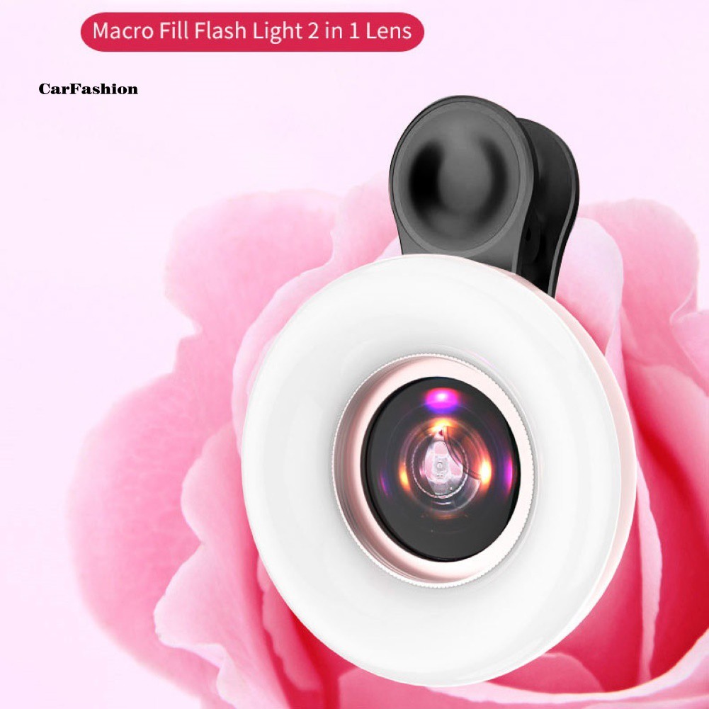 Đèn trợ sáng cókính lọc macro 15X hỗ trợ chụp ảnh tự sướng gắn điện thoại