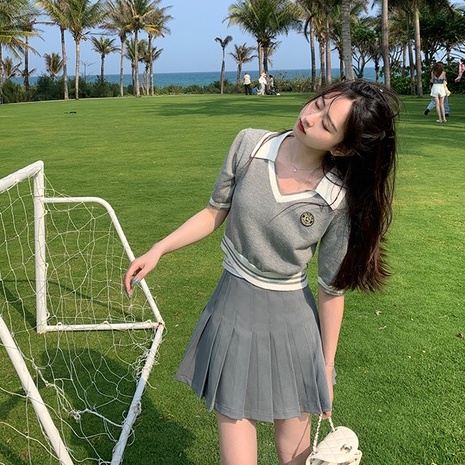 Áo Dệt Kim Ngắn Tay Dáng Rộng Kiểu Thể Thao Thời Trang Mùa Hè