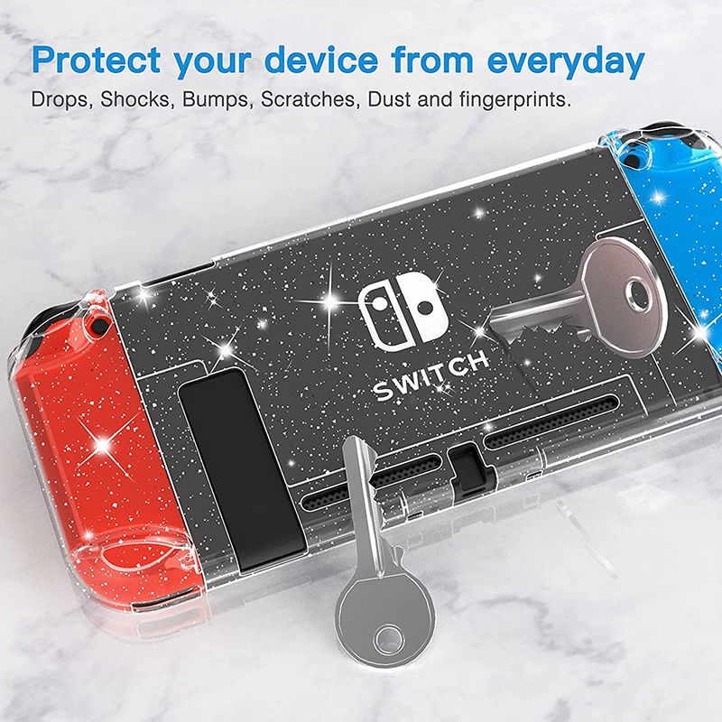 Ốp Bảo Vệ Nintendo Switch NS NX Bằng PC Cứng Siêu Mỏng Trong Suốt Đính Kim Tuyến Lấp Lánh