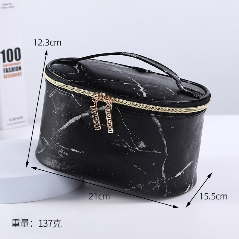 Túi đựng đồ trang điểm sức chứa lớn chống ẩm họa tiết cẩm thạch thời trang Châu Âu