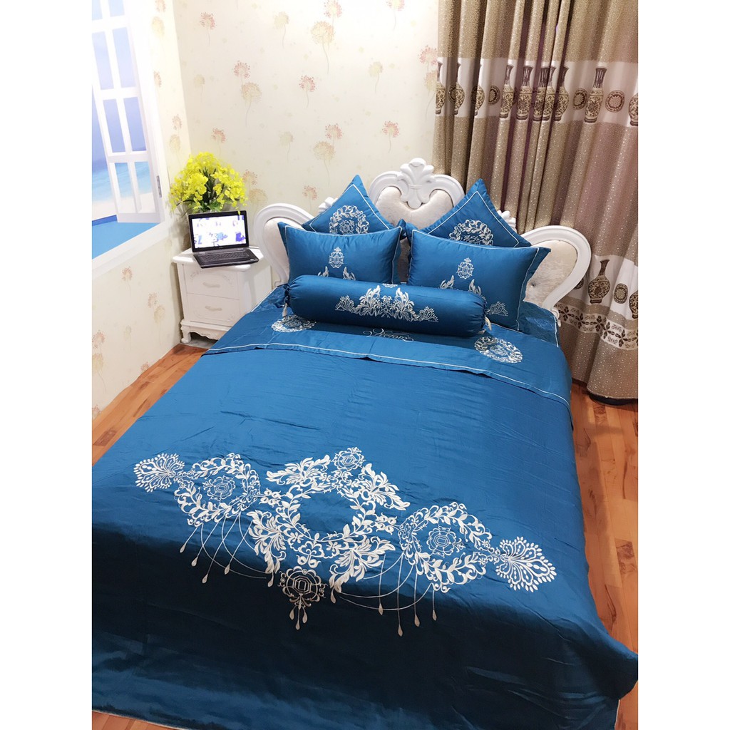 [Titox] Bộ satin Hàng nhập khẩu cao cấp lụa, thêu tay cho khách sạn 5 sao.