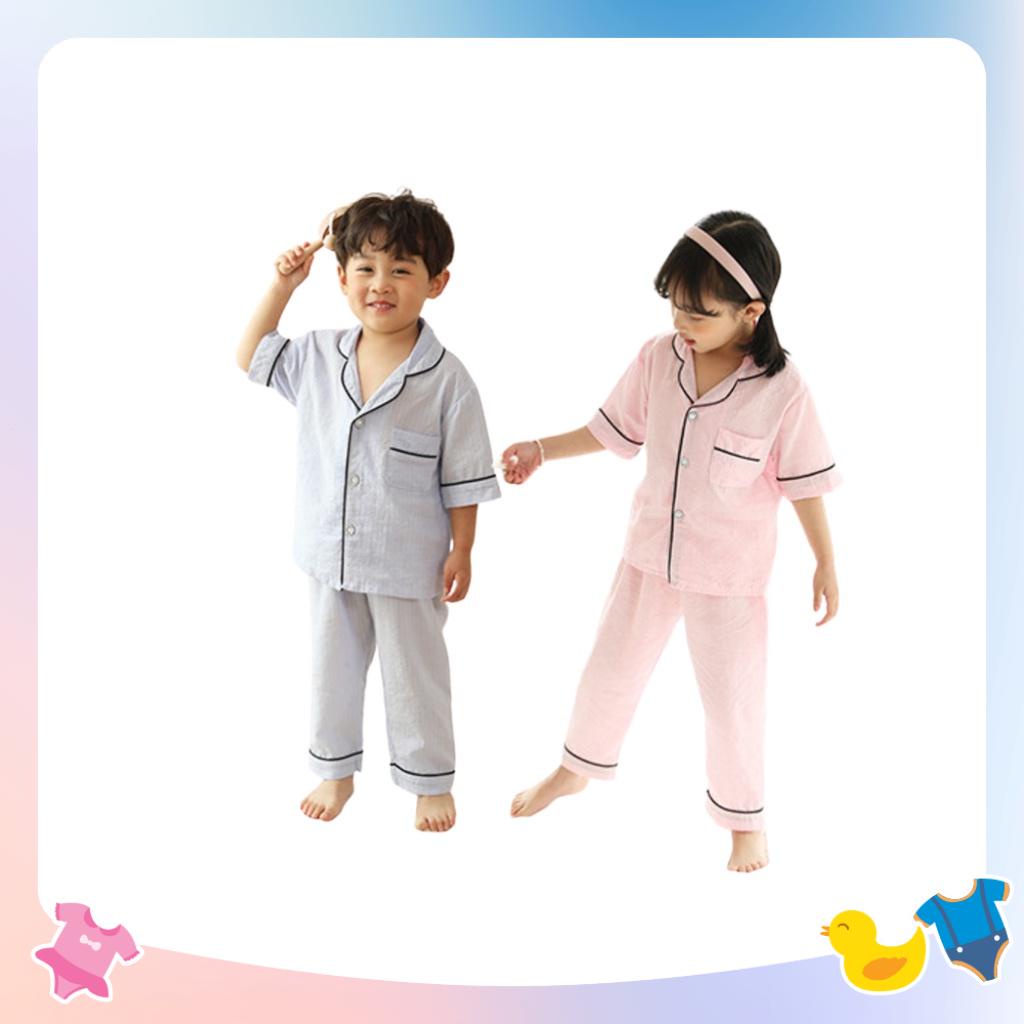 Pijama cho bé KANGMIN KIDS, quần áo cho bé gái chất đũi nhăn cực mềm , bộ pizama cho bé từ 6-28kg