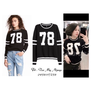 Áo len số sọc trắng đen H&M giá sale