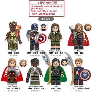 Lego Marvel Minifigures MCU Infinity War nhân vật Thor Captain America Groot Loki Peggy Jane Poster X 0273